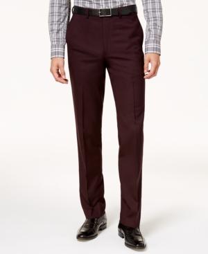 Calvin Klein Men's Slim-fit Stretch Solid Wine Dress Pants