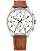 Tommy Hilfiger Men's Chronograph Casual Sport Brown Leather Strap Watch 46mm 1791274