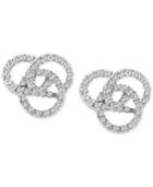 T Tahari Silver-tone Pave Knot Stud Earrings