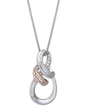 Diamond Swirl Pendant Necklace In 14k Rose Gold And Sterling Silver (1/10 Ct. T.w.)