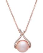 Honora Style Pink Cultured Freshwater Pearl (13 Mm) & Diamond (1/4 Ct. T.w.) 18 Pendant Necklace In 14k Rose Gold