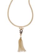 Thalia Sodi Gold-tone Zebra Fringe Long Pendant Necklace, Created For Macy's