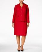 Le Suit Plus Size Tweed Three-button Skirt Suit