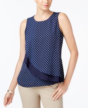 Charter Club Tiered Polka-dot Shell, Created For Macy's