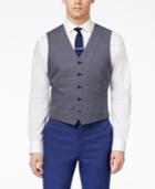 Ryan Seacrest Distinction Men's Slim-fit Blue And Tan Checked Vest, Only At Macy's