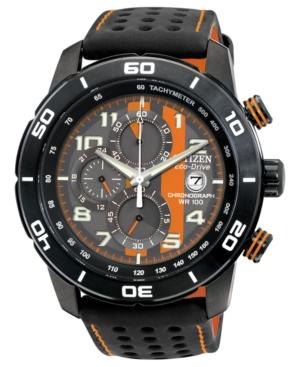 Citizen Watch, Men's Chronograph Eco-drive Black Polyurethane-coated Leather Strap 45mm Ca0467-11h