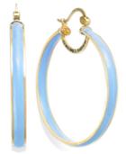Sis By Simone I Smith Blue Raspberry Enamel Hoop Earrings In 18k Gold Over Sterling Silver (50mm)