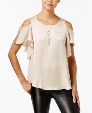 Bcx Juniors' Charmeuse Cold-shoulder Top