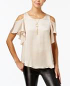 Bcx Juniors' Charmeuse Cold-shoulder Top