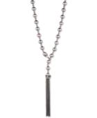 Carolee Hematite-tone Crystal, Imitation & Freshwater Pearl (10mm) Chain Tassel 18 Lariat Necklace