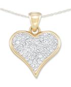 Signature Gold Diamond Accent Swarovski Crystal Heart 18 Pendant Necklace In 14k Gold Over Resin