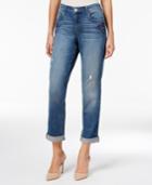 Style & Co. Petite Distressed Floral Amber Wash Boyfriend Jeans, Only At Macy's