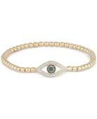 Wrapped Diamond Evil Eye Stretch Bead Bracelet (1/6 Ct. T.w.) In 14k Gold Over Sterling Silver, Created For Macy's