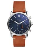 Fossil Q Men's Commuter Brown Leather Strap Hybrid Smart Watch 42mm
