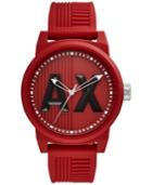 Ax Armani Exchange Men's Red Silicone Strap Watch 46mm Ax1453