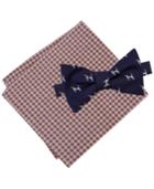 Tommy Hilfiger Men's Dog Print To-tie Bow Tie & Gingham Pocket Square Set