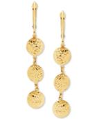 Textured Ball Triple Drop Earrings In 14k Gold