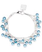 Anne Klein Silver-tone Blue Crystal Multi-row Shaky Bracelet
