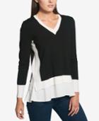 Tommy Hilfiger Colorblocked Layered-look Sweater, Created For Macy's