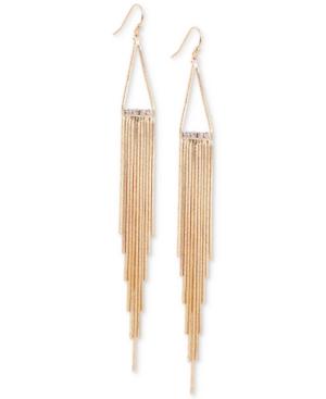 Guess Gold-tone Crystal & Fringe Linear Drop Earrings