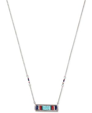 Kenneth Cole New York Silver-tone Beaded Rectangular Pendant Necklace
