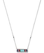 Kenneth Cole New York Silver-tone Beaded Rectangular Pendant Necklace