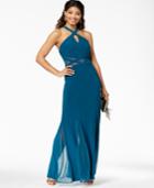 Morgan & Company Juniors' Illusion-waist Halter Gown