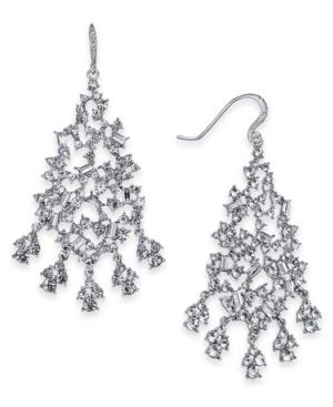 Inc International Concepts Silver-tone Crystal Cluster Chandelier Earrings, Created For Macy's