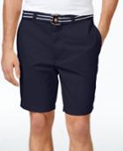 Club Room Men's Estate Flat-front Shorts With Belt 9 Inseam, Only At Macy's