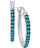 Manufactured Turquoise Hoop Earrings In Sterling Silver