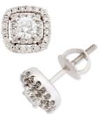 Diamond Square Halo Stud Earrings (5/8 Ct. T.w,) In 14k White Gold
