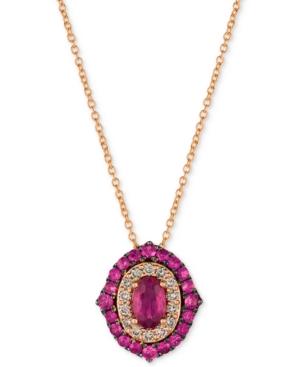 Le Vian Strawberry & Nude Passion Ruby (1-1/4 Ct. T.w.) & Diamond (1/4 Ct. T.w.) 18 Pendant Necklace In 14k Rose Gold