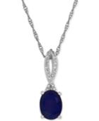 Sapphire (1-1/2 Ct. T.w.) And Diamond Accent Pendant Necklace In 14k White Gold