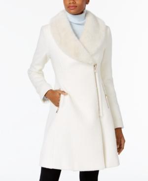 Inc International Concepts Faux-fur-trim Asymmetrical Walker Coat, Only At Macy's