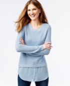 Inc International Concepts Petite Layered-hem Sweater, Only At Macy's