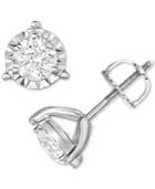 Trumiracle Diamond Three-prong Stud Earrings (1-1/4 Ct. T.w.) In 14k White Gold