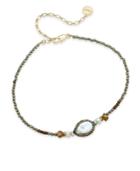 Paul & Pitu Naturally Gold-tone Freshwater Pearl And Semi-precious Stone Choker Necklace