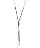 Lonna & Lilly Gold-tone Beaded Black Stone Lariat Necklace