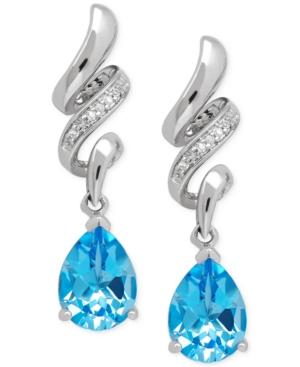 Blue Topaz (2-5/8 Ct. T.w.) And Diamond Accent Squiggle Earrings In Sterling Silver