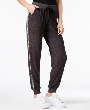 Hippie Rose Juniors' Velvet-trim Jogger Pants