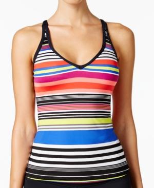 Jag Reactive Striped Cross-back Tankini Top Women's Swimsuit