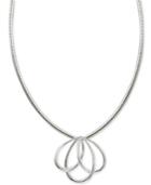 Double Heart Pendant Necklace In Sterling Silver