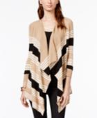 Cable & Gauge Striped Open-front Cozy Sweater