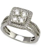 Diamond Square Halo Engagement Ring (1-1/2 Ct. T.w.) In 14k White Gold