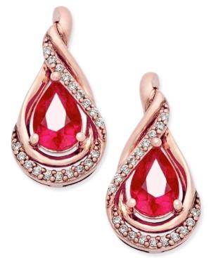 Ruby (9/10 Ct. T.w.) And Diamond (1/10 Ct. T.w.) Stud Earrings In 14k Rose Gold