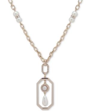 Ivanka Trump Gold-tone Crystal & Imitation Pearl Pendant Necklace, 36 + 3 Extender