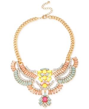 M. Haskell Gold-tone Mixed Pastel Faceted Stone Frontal Necklace