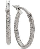 Giani Bernini Textured Oval Hoop Earrings In Sterling Silver, Created For Macy's