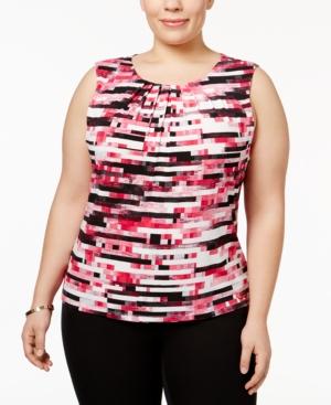 Calvin Klein Plus Size Pleat-neck Top