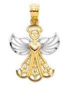 14k Gold And Sterling Silver Charm, Filigree Angel Charm